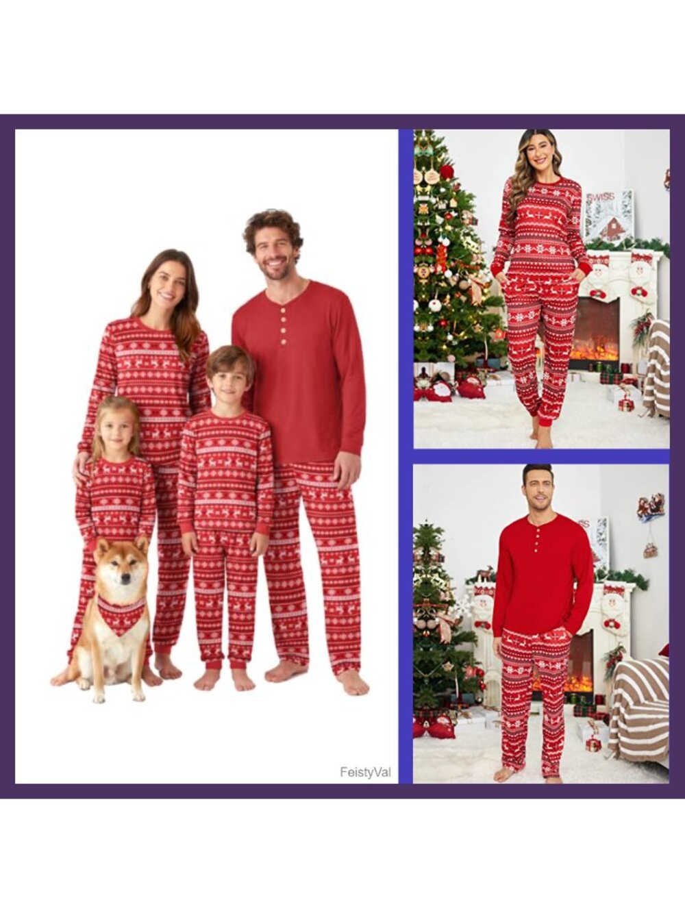 Men's Christmas Matching Family Pajama Set Long Sleeve Henley Lounge Sleep Set